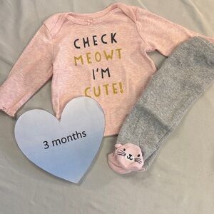 Carter's - 3M - Pink and Grey Kids 2-piece